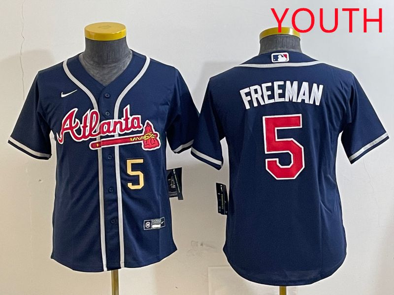 Youth Atlanta Braves #5 Freeman Blue Game 2025 Nike MLB Jersey style 3->youth mlb jersey->Youth Jersey